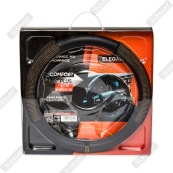 Чохол на кермо шкіра "М" (37-38см) чорний Elegant 115081 вставка з золотими стразами. Зображення №4