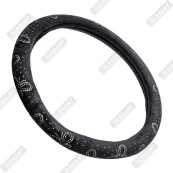 Чохол на кермо фланель "М" (37-38см) чорний Elegant 115261 метелик з білим камінням. Зображення №2