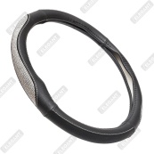 Чохол на кермо шкіра "М" (37-38см) чорний Elegant 115181 вставка з білим камінням. Зображення №2