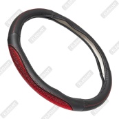 Чохол на кермо шкіра "М" (37-38см) чорний Elegant 115191 вставка з червоним камінням. Изображение №2