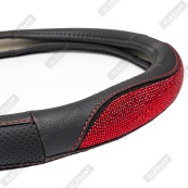 Чохол на кермо шкіра "М" (37-38см) чорний Elegant 115191 вставка з червоним камінням. Изображение №3