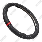 Чохол на кермо шкіра "М" (37-38см) чорний Elegant 115381 зі сріблястими паєтками/один шов. Изображение №2