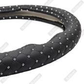 Чохол на кермо шкіра "М" (37-38см) чорний Elegant 115381 зі сріблястими паєтками/один шов. Изображение №3