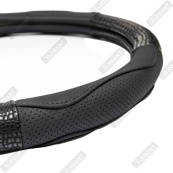 Чохол на кермо шкіра "M" (37-38см) чорний Elegant 115002 вставка лакована/змііна шкіра. Изображение №3