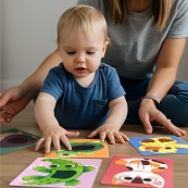 Набор карточек с тактильными элементами "Малыши животных" 301230. Изображение №7