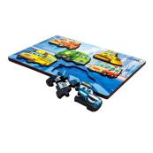 Деревянный пазл-вкладыш "Умный мир: Городской транспорт" Puz-88747 А5, 18 элементов. Изображение №3