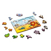 Деревянный пазл-вкладыш "Умный мир: Дикие животные" Puz-88750 А5, 18 элементов. Изображение №3