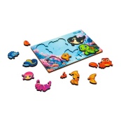 Дерев'яний пазл-вкладиш "Розумний світ: Морські друзі" Puz-88748 А5, 18 елементів. Зображення №2