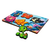 Дерев'яний пазл-вкладиш "Розумний світ: Морські друзі" Puz-88748 А5, 18 елементів. Зображення №3