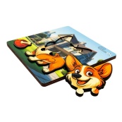 Дерев'яний пазл-вкладиш "Веселий песик" Puz-88753 А6, 4 елементи. Зображення №3