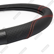 Чохол на кермо шкіра "M" (37-38см) чорний Elegant 115131 перфорація,масажер з червоною ниткою. Зображення №3