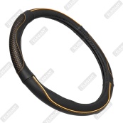 Чохол на кермо шкіра "M" (37-38см) чорний Elegant 115141 перфорація/помаранчева нитка. Изображение №2