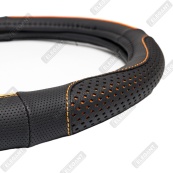 Чохол на кермо шкіра "M" (37-38см) чорний Elegant 115141 перфорація/помаранчева нитка. Изображение №3