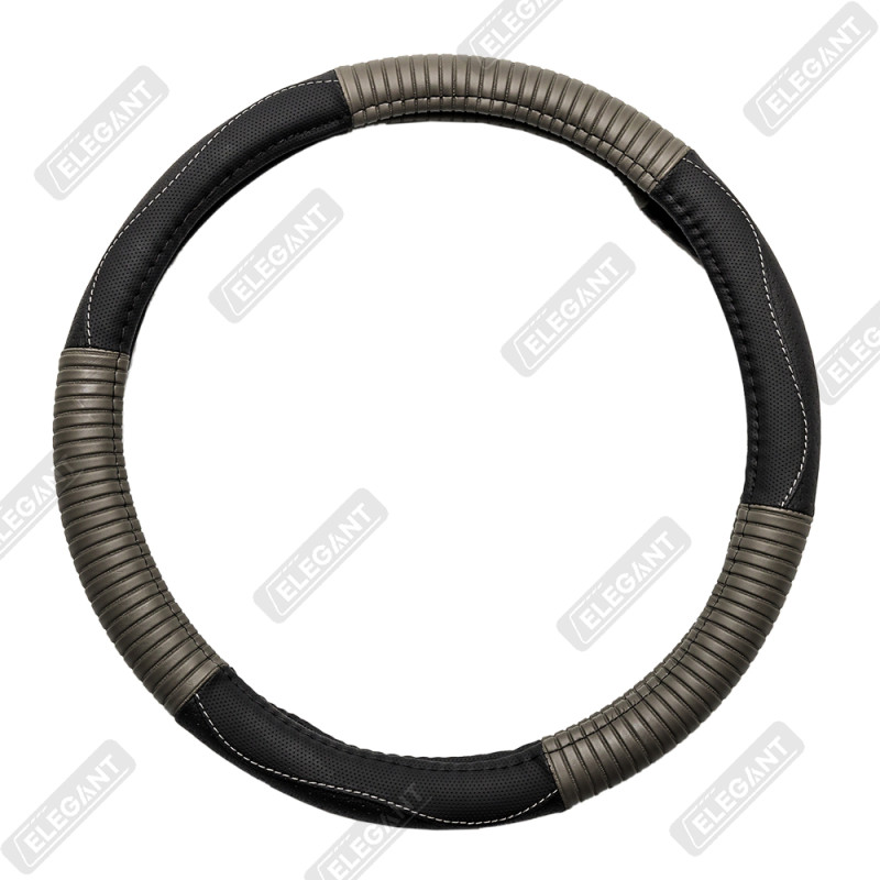 Чохол на кермо шкіра "M" (37-38см) чорний Elegant 115321 сірі рельєфні вставки Чохол на кермо шкіра "M" (37-38см) чорний Elegant 115321 сірі рельєфні вставки