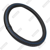 Чохол на кермо шкіра "M" (37-38см) чорний Elegant 115341 масажер/синя нитка/один шов. Зображення №2