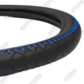 Чохол на кермо шкіра "M" (37-38см) чорний Elegant 115341 масажер/синя нитка/один шов. Зображення №3