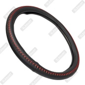 Чохол на кермо шкіра "M" (37-38см) чорний Elegant 115351 масажер/червона нитка/один шов. Изображение №2