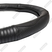 Чохол на кермо шкіра "M" (37-38см) чорний Elegant 115311 чорні рельєфні вставки. Зображення №3