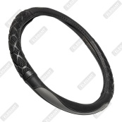 Чохол на кермо шкіра "S" (36см) чорний/сірий Elegant 115020 перфорація/вставка ромб. Зображення №2