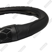 Чохол на кермо шкіра "XL" (42см) чорний Elegant 115033 перфорація/вставка ромб. Изображение №3