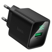 Адаптер 220v (1USB) HOCO CS81A QC3.0+USB-TypeC Black. Изображение №2