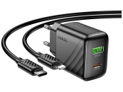 Адаптер 220v (1USB/1Type-C) HOCO CS25A PD20W+QC3.0 +TypeC-Lighting. Изображение №2
