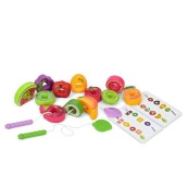 Детская игрушка "Шнуровка: Фрукты" M10C 12 продуктов, 2 веревки, 6 карт. Изображение №2