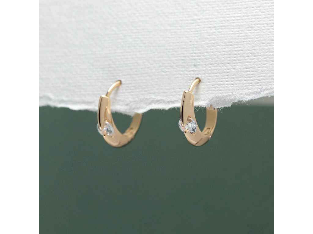 Сережки застібка конго Лея 58718 14х4мм білі фіаніти позолота 18К ТМ XUPING Сережки застібка конго Лея 58718 14х4мм білі фіаніти позолота 18К ТМ XUPING
