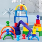 Дерев'яна іграшка "Райдуга-балансир" C15025, 27 різнокольорових фігур. Зображення №3