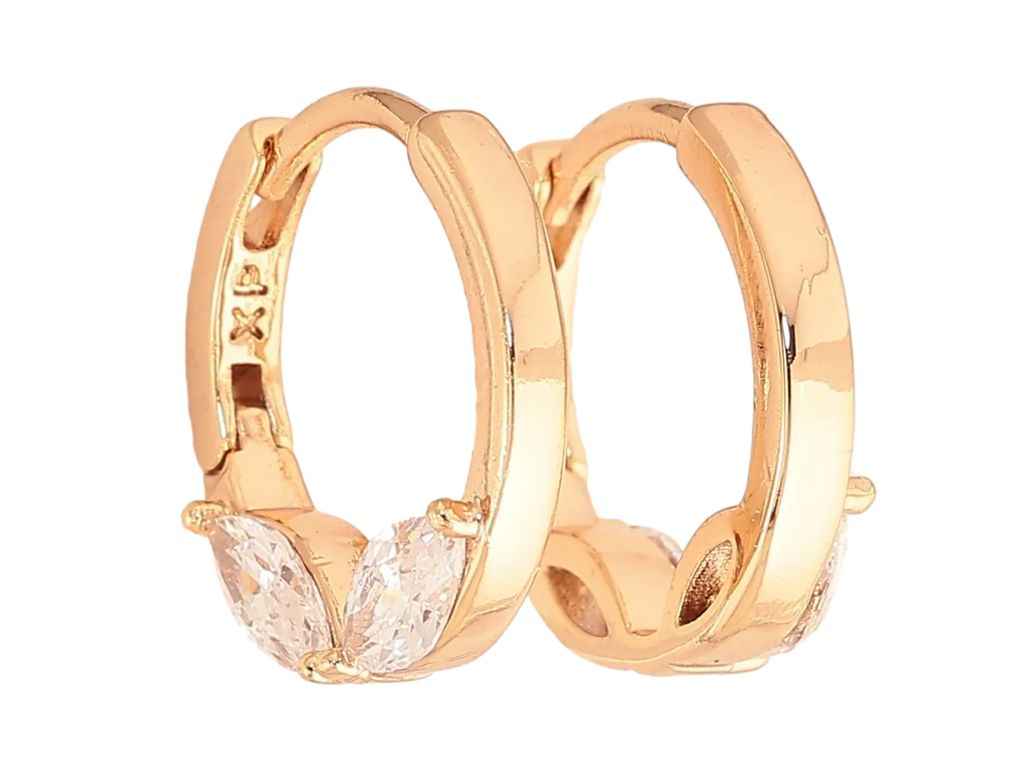 Сережки кільця Позолота 18K Бічний візерунок з кристалами арт.307583 ТМ XUPING Сережки кільця Позолота 18K Бічний візерунок з кристалами арт.307583 ТМ XUPING