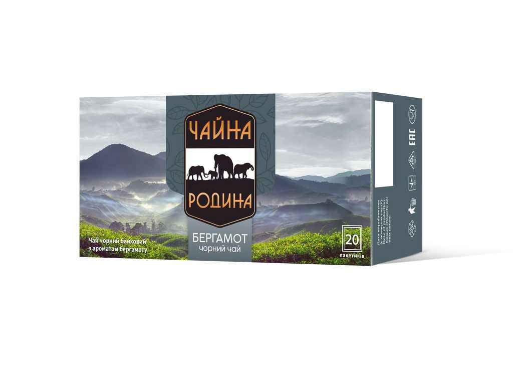 Чай пакетований чорний Бергамот 30г (1,5г) NEW 20 пакетиків ТМЧайна Родина Чай пакетований чорний Бергамот 30г (1,5г) NEW 20 пакетиків ТМЧайна Родина
