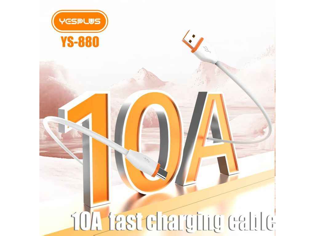 Кабель USB - Type -C YP-880 10A Fast 1м білий ТМ YESPLUS Кабель USB - Type -C YP-880 10A Fast 1м білий ТМ YESPLUS
