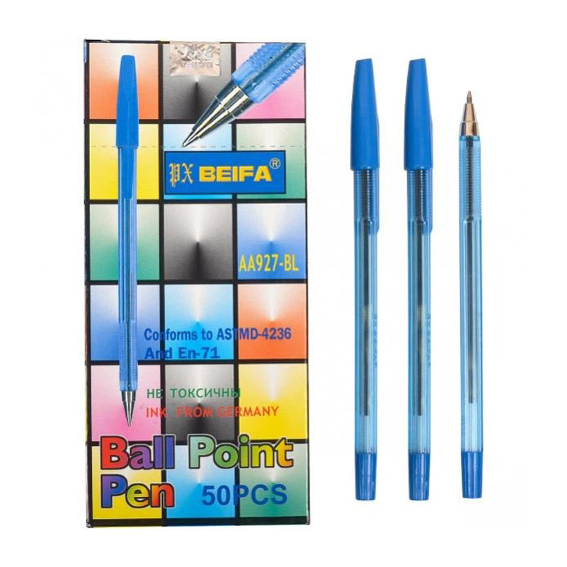 Набір кулькових ручок AA927-BL синій, 0,5 мм, 50 штук в упаковці Набір кулькових ручок AA927-BL синій, 0,5 мм, 50 штук в упаковці