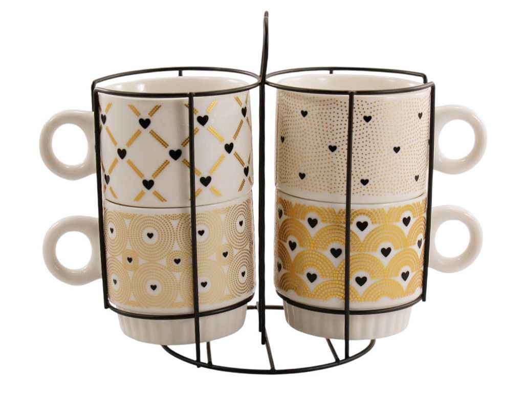 Набiр чайний 4пр. 250мл фарф. на стійці White MIX (под.уп.) 676-1 ТМ GRAZIE Набiр чайний 4пр. 250мл фарф. на стійці White MIX (под.уп.) 676-1 ТМ GRAZIE