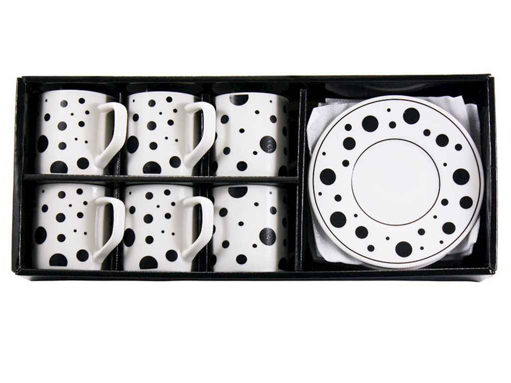 Набір кавовий 12пр. 160мл фарф. (6 чашок з блюдцями) Крапки (под.уп.) SH25031 ТМ GRAZIE Набір кавовий 12пр. 160мл фарф. (6 чашок з блюдцями) Крапки (под.уп.) SH25031 ТМ GRAZIE