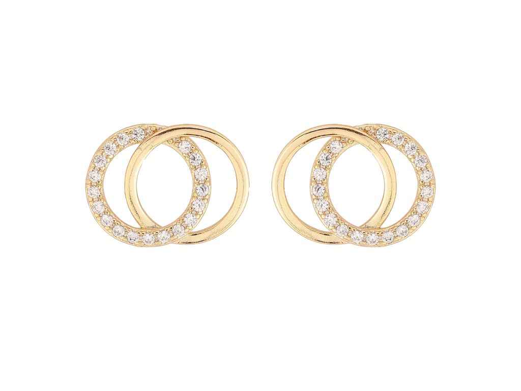 Сережки пусети Позолота 14K Колечка з кристалами (311599) ТМ XUPING Сережки пусети Позолота 14K Колечка з кристалами (311599) ТМ XUPING