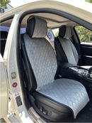 Накидки сидінь "Алькантара" VIP Чорна/Ромб/ Бічна підтримка (1шт) з Підголовником (10mm товщина). Зображення №3