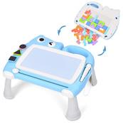 Магнитная доска для рисования "Котик" 2 в 1 QY228(Turquoise) тетрис, пазлы. Изображение №2