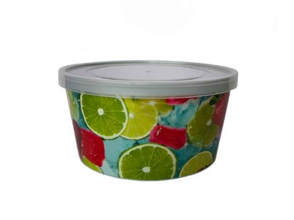 Ємність 2,5л кругла з декором лайм ТМ ПОЛІМЕРАГРО Ємність 2,5л кругла з декором лайм ТМ ПОЛІМЕРАГРО