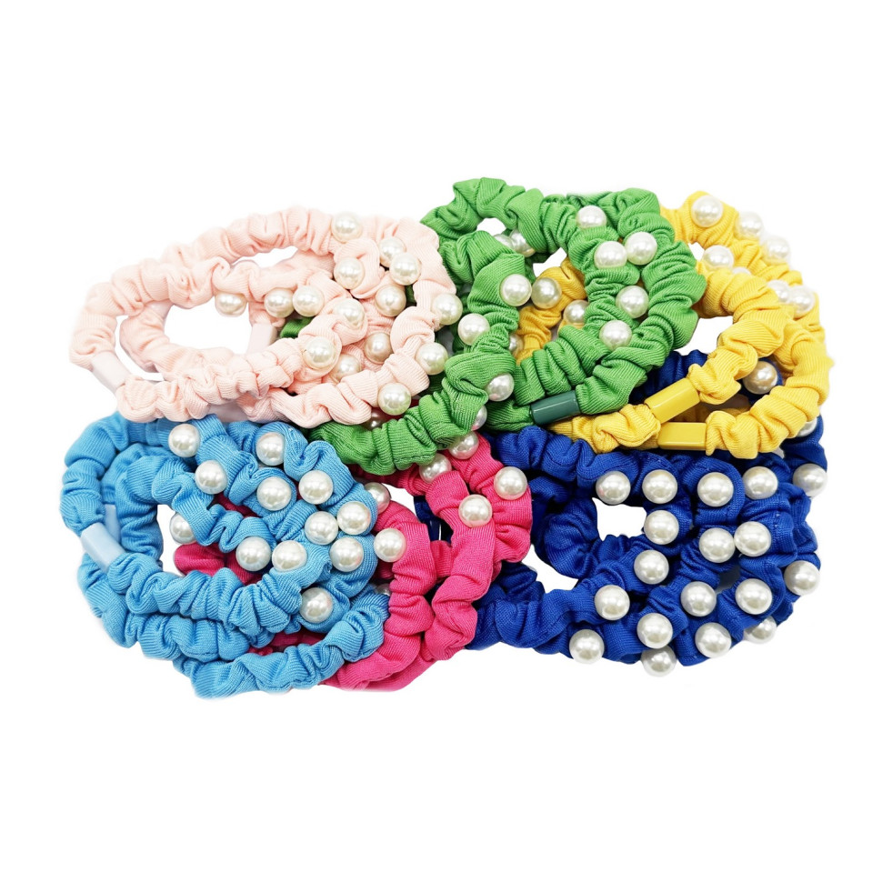 Набір резинок для волосся 0303-1078 різнокольорові, 18 штук, з намистиною Набір резинок для волосся 0303-1078 різнокольорові, 18 штук, з намистиною
