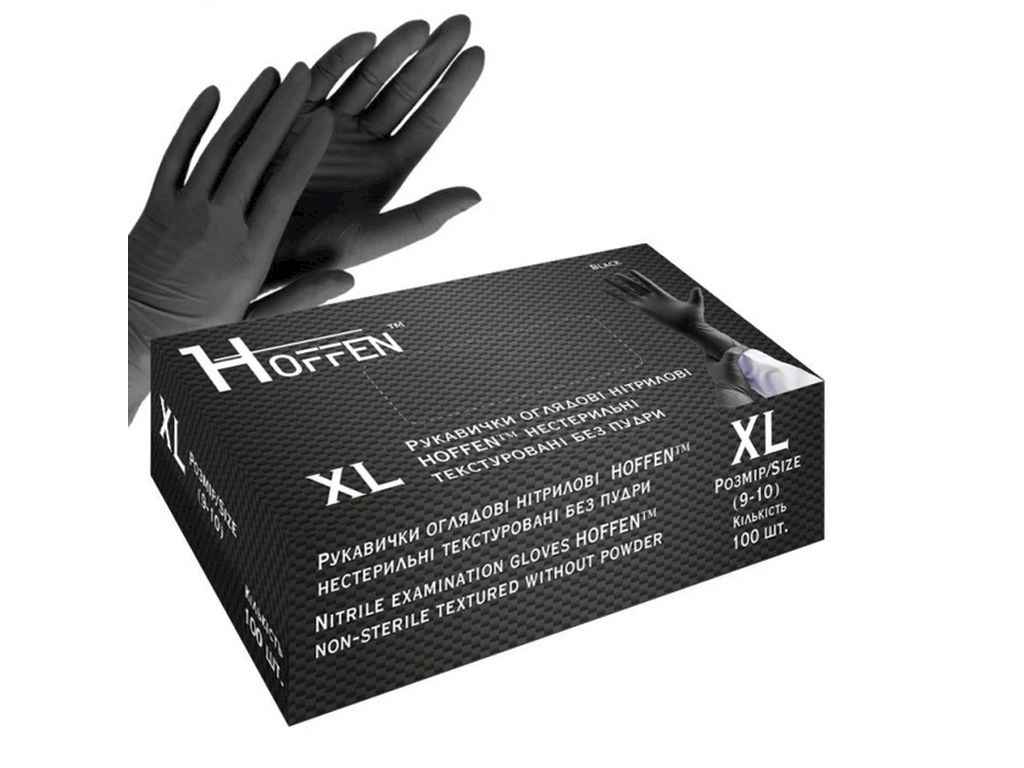 Рукавички нітрилові оглядові 50пар XL Чорні (нестер/текстур/без пудри) ТМ HOFFEN Рукавички нітрилові оглядові 50пар XL Чорні (нестер/текстур/без пудри) ТМ HOFFEN