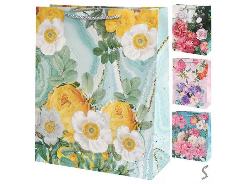 Пакет подарунковий S Flowers 3D 8*24*8.5см R34427-S ТМ STENSON Пакет подарунковий S Flowers 3D 8*24*8.5см R34427-S ТМ STENSON
