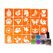 Набор для био-тату "Для девочек #4 - глиттер" set-girls-4-glitter 18 трафаретов. Изображение №2