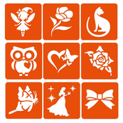 Набір для біо-тату "Для дівчаток #3 - гліттер" set-girls-3-glitter 9 трафаретів. Зображення №2