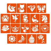 Набор для био-тату "Для девочек #4 - глиттер" set-girls-4-glitter 18 трафаретов. Изображение №3