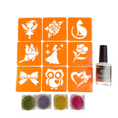 Набір для біо-тату "Для дівчаток #3 - гліттер" set-girls-3-glitter 9 трафаретів. Зображення №3