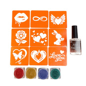 Набор для био-тату "Love Story #2 - глиттер" set-love-story-2-glitter 9 трафаретов. Изображение №2