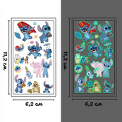 Набір тимчасових татуювань "Стіч" stich-glow-tattoo-10 світяться, 10 аркушів 12х7 см. Зображення №2