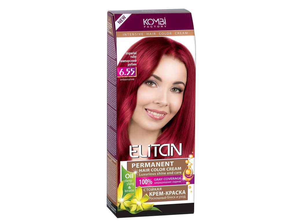 Крем-фарба для волосся №6.55 Імперський рубін ТМ Elitan Intensive Крем-фарба для волосся №6.55 Імперський рубін ТМ Elitan Intensive