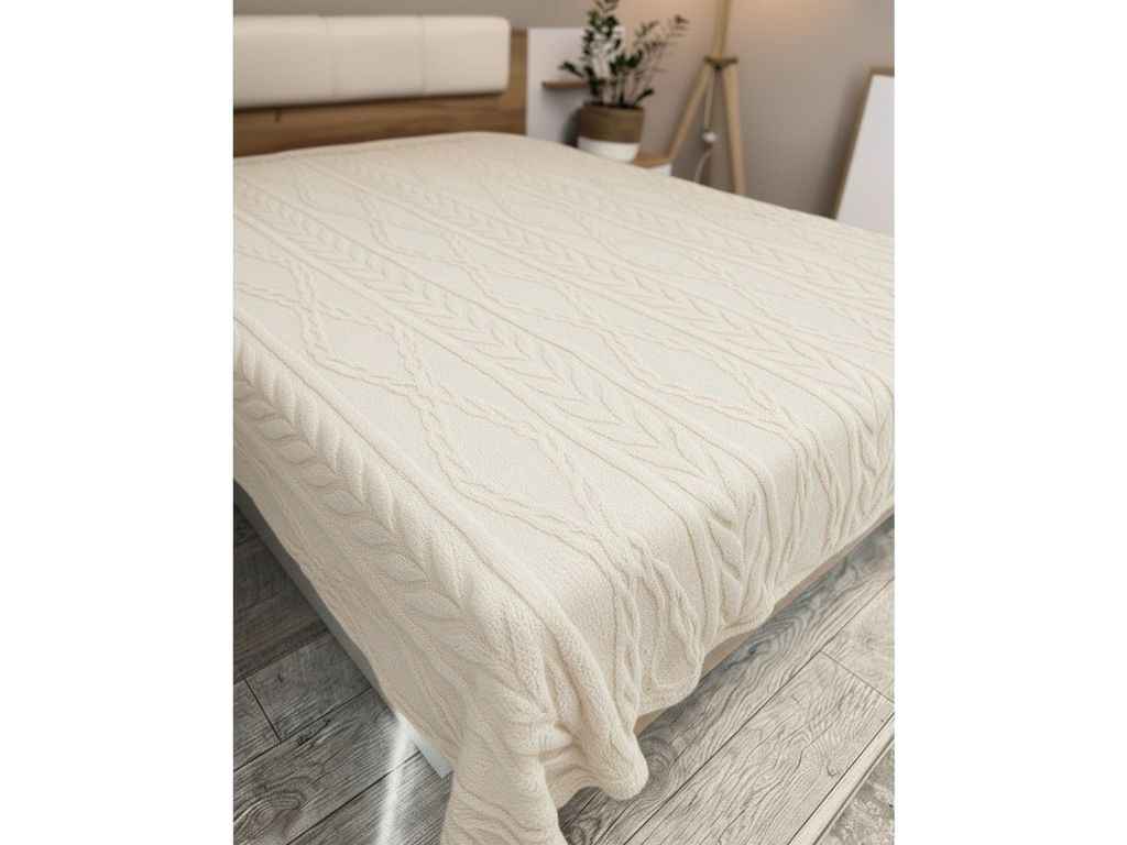 Плед 200*230 мікрофібра арт.7022-2 молочний ТМ SOLAFA Плед 200*230 мікрофібра арт.7022-2 молочний ТМ SOLAFA